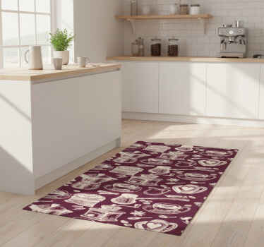 乙烯基厨房地毯咖啡图案设计 - TenStickers