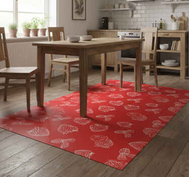 乙烯基厨房地毯无缝草莓涂鸦图案 - TenStickers