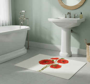 Delicate poppies bathroom vinyl rug - TenStickers