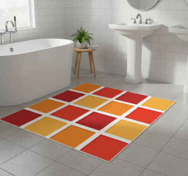 Alfombra vinílica baño azulejos cálidos - TenVinilo