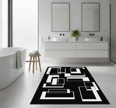 Bathroom vinyl rug in minimalistic rectangles - TenStickers