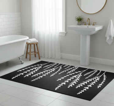 Vinyl teppich badezimmer schwarz-weiße spitzen - TenStickers