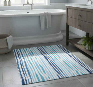 Bathroom vinyl rug in blue vertical stripes - TenStickers