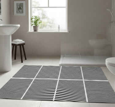 Bathroom vinyl rug waves in squares - TenStickers