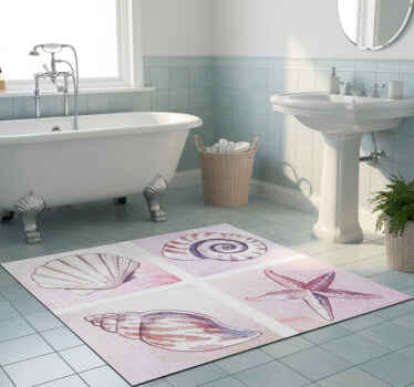 Sea life tiles bathroom vinyl rug - TenStickers