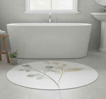 Watercolor branch bathroom vinyl rug - TenStickers