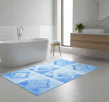 Mosaic shades of blue tile bathroom vinyl rug - TenStickers