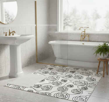 Bathroom vinyl rug with minimalistic roses - TenStickers