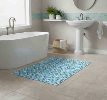Bathroom vinyl rug blue tile mosaic - TenStickers