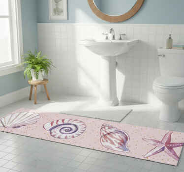 Bathroom vinyl rug with sea life border - TenStickers
