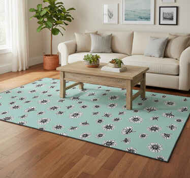 Flower vinyl rug with cute white chamomile pattern - TenStickers