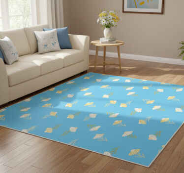 Vinylový koberec s kvetmi na modrom pozadí - Tenstickers