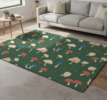 Vinylový koberec s kvetmi červenými a bielymi hubami - Tenstickers