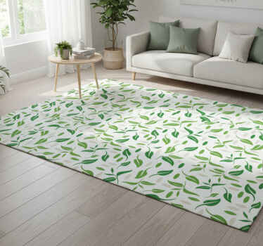 Vinylový koberec s kvetmi a malým zeleným listím - Tenstickers