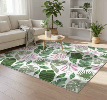 Flower vinyl rug tropical minimalist garden plants - TenStickers