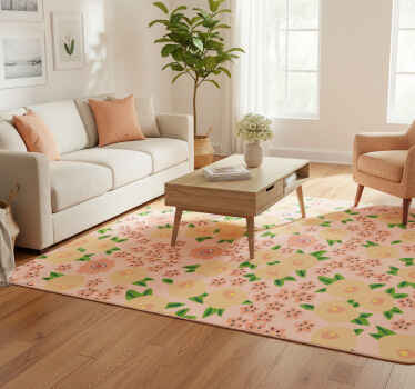 Vinylový koberec s kvetmi v originálnom broskyňovom vzore - Tenstickers