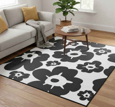 Vinylový koberec s kvetmi čierna makovica - Tenstickers
