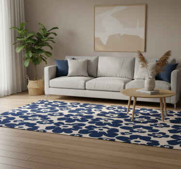 Vinylový koberec s kvetmi tmavomodrý mak - Tenstickers