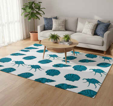 Vinylový koberec s kvetmi a dekoratívnymi mušľami - Tenstickers