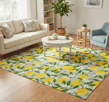 Vinylový koberec s kvetmi v citrónovom vzore - Tenstickers