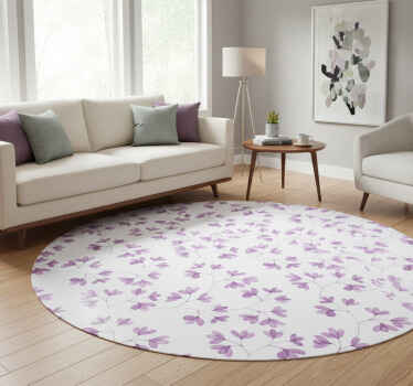 Flower vinyl rug purple floral design - TenStickers