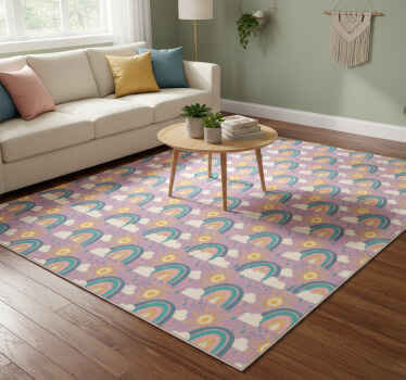 Tappeto vinile fiori arcobaleni giocosi e colorati - TenStickers