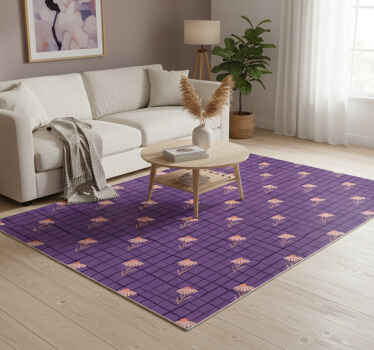 Purple floral motif flower vinyl rug - TenStickers