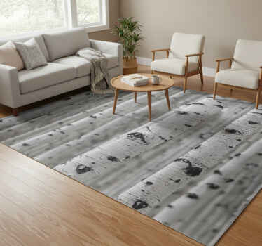 Tappeto vinile fiori scena bosco di betulle - TenStickers