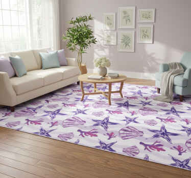 Tappeto vinile fiori motivo conchiglie corallo - TenStickers