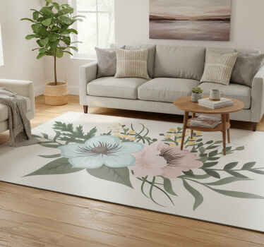 Flower vinyl rug botanical collection design - TenStickers