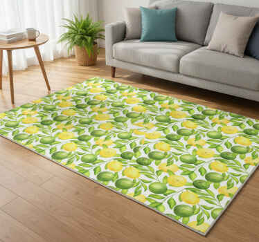 Tappeto vinile fiori motivo limone e lime - TenStickers