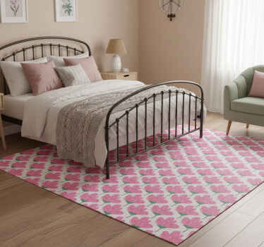Pink flowers flower vinyl rug - TenStickers
