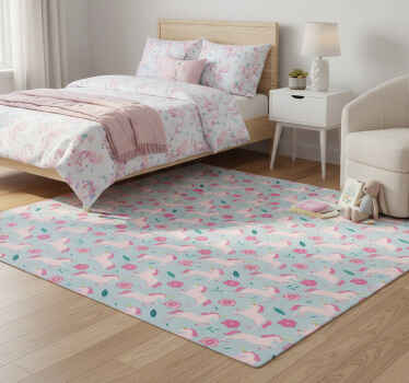 Flower unicorn pattern flower vinyl rug - TenStickers