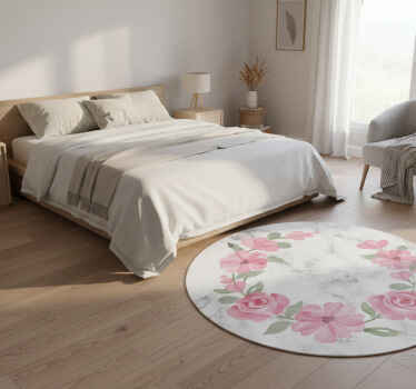 Flower vinyl rug with marble floral wreath - TenStickers