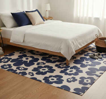 Flower vinyl rug dark blue poppy - TenStickers