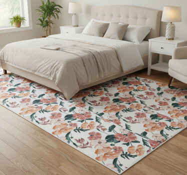 Flower vinyl rug blooming pattern design - TenStickers