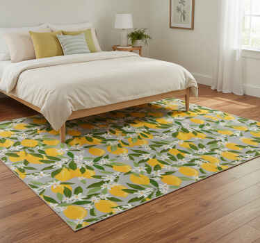 Lemon flower pattern flower vinyl rug - TenStickers