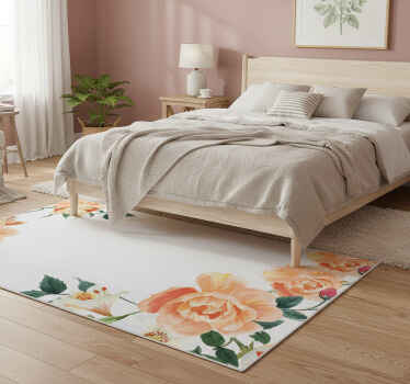 Flower vinyl rug peach rose arrangement - TenStickers