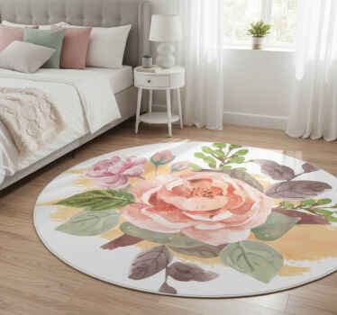 Blush bloom composition flower vinyl rug - TenStickers