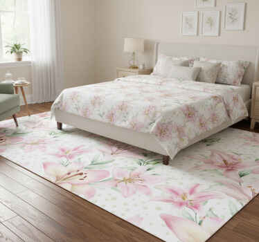 Flower vinyl rug with elegant lily designs - TenStickers