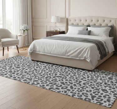 Animal print vinyl rug classic style grey leopard - TenStickers