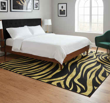 Animal print vinyl rug in golden zebra pattern - TenStickers