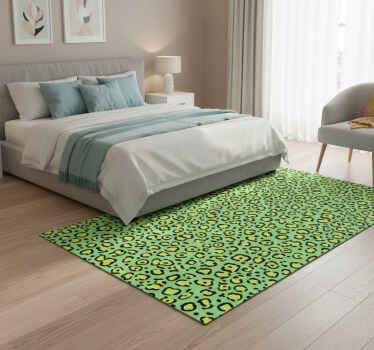 Animal print vinyl rug in colorful leopard on pistachio - TenStickers