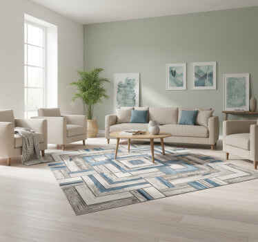 Living room vinyl rug with rustic wood design - TenStickers