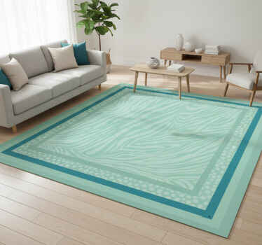 Living room vinyl rug in mint zebra stripe pattern - TenStickers