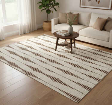 Geometric vinyl rug in chocolate brown ikat design - TenStickers