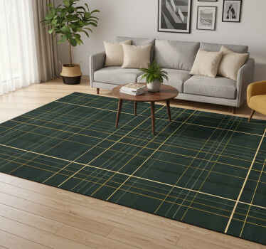 Geometric vinyl rug in dark green scottish pattern - TenStickers