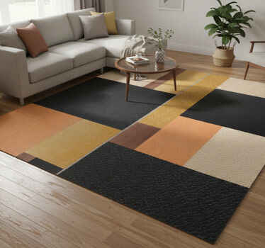 Geometric vinyl rug in textured block design - TenStickers