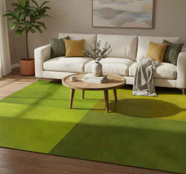 Geometric vinyl rug in modern green squares - TenStickers