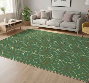 Vinil podovi geometrijski zeleni kvadrati s zlatnim rubovima - TenStickers